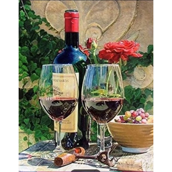 Diamond mosaic "Go to art" /178360/ "Still life with wine" 40*50 cm