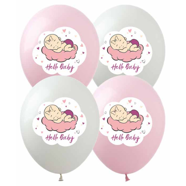 Air balloons "Pelican" /828474/ 12' (30 cm) Hello, Bady (Girl), 10 pcs/pack (1/10)