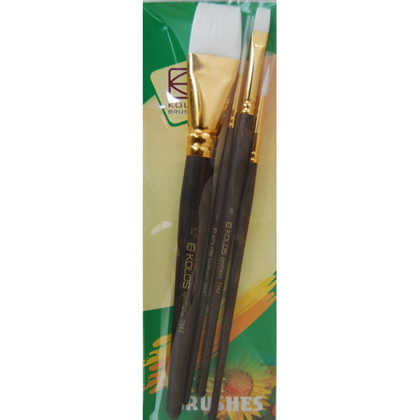 Set of brushes "KOLOS" 7062, synthetic 4 pcs., round (№1,4), flat (№1,8) (1/12)