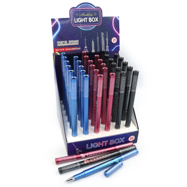 Gel pen "JO" /1218/ children's with flashlight, blue, mix (36)