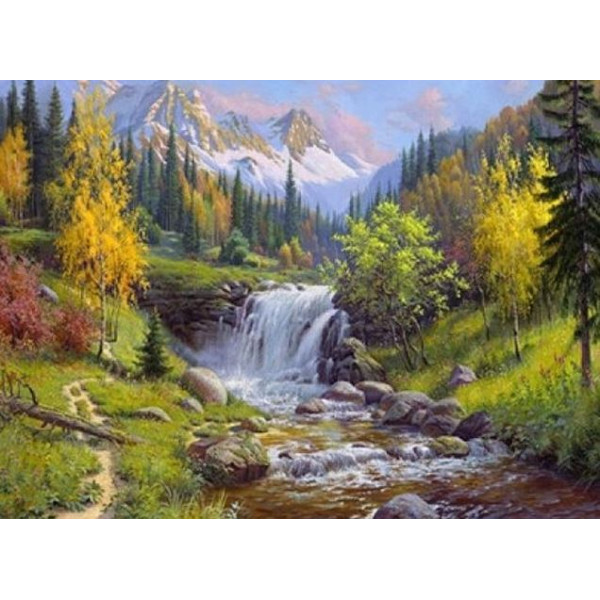 Diamond mosaic "Go to art" /187025/ "Waterfall" 30*40 cm on a stretcher