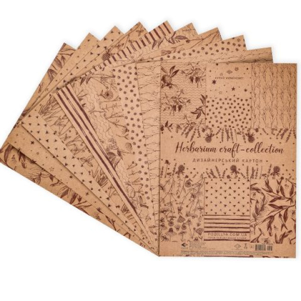 Colored cardboard "Podillia" А-4/9col /18545/ Kraft design 170g/m2 "Herbarium" (1)(140)