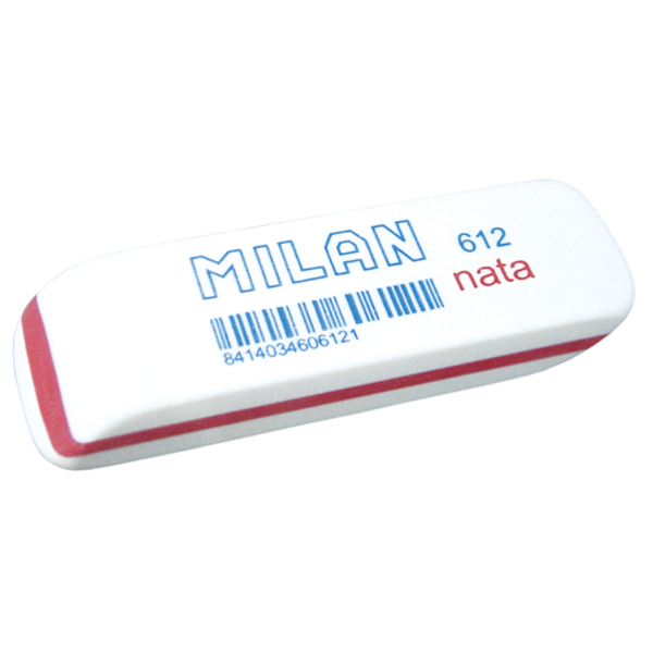 Гумка "MILAN" /612/ "NATA" скошена, біла  (12/300)