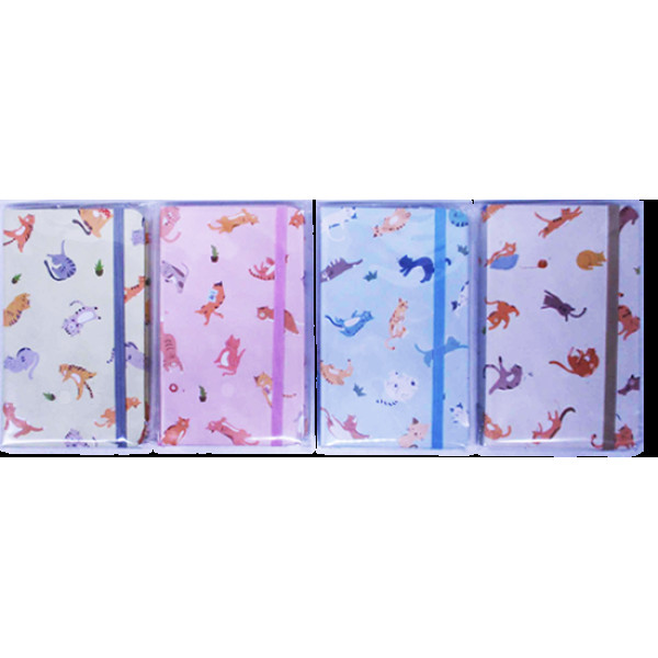 Notebook on rubber band w/z /3782-53L/ "Cats" 9 x 14 cm, 96 sheets.  (1/24)