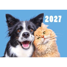 Календар кишеньковий 2027 "ЕУ" /К-20/ "Собака і рудий кіт" 100*70мм (50)