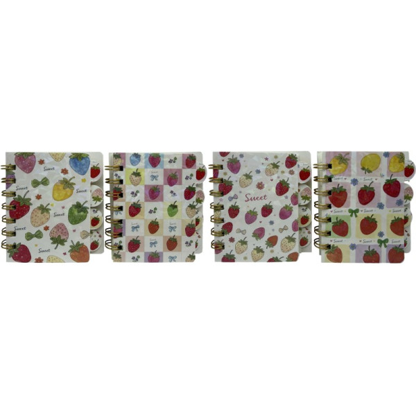 Notebook 10.5*9cm/77 sheets. /103-52/ on a spiral with dividers "Strawberry" (1/24)