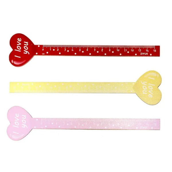 Ruler 15 cm "WB" /S-1330/ wooden figure "Heart" (36)