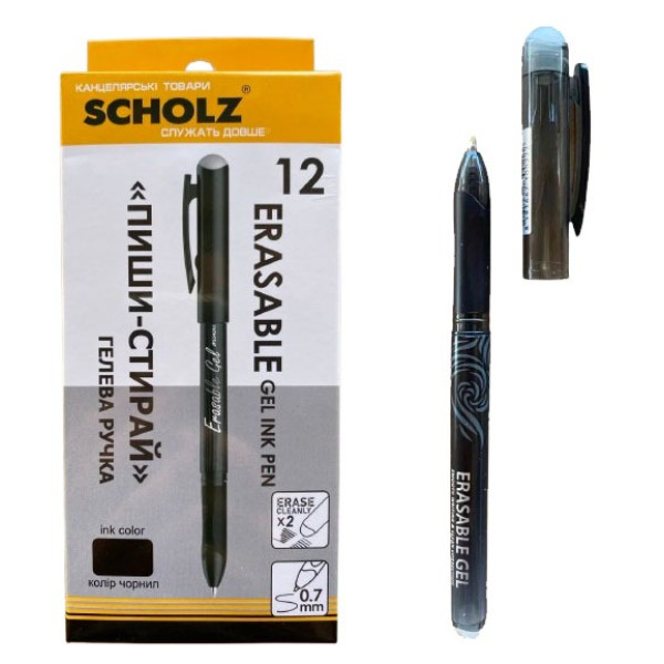 Gel pen "Write-erase" "SCHOLZ" /3002-9SCH/ 0.7mm, black, Erasable (12/144/1728)