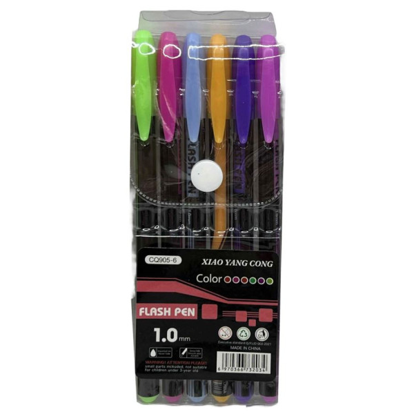 Set of gel pens /905-6-3/ 6-color, neon (1/48/480)