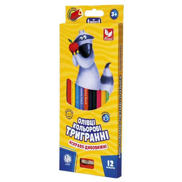 Colored pencils "Schoolboy" 12 pcs. /312110002-UA/ three-sided, chinka (1/12)