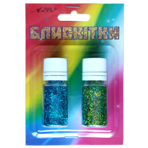 Glitter n-r-28 "Atlas" /AS-2228, A-998/ turquoise head. green. holy.. head, 7 g/2 pcs. (1/12)