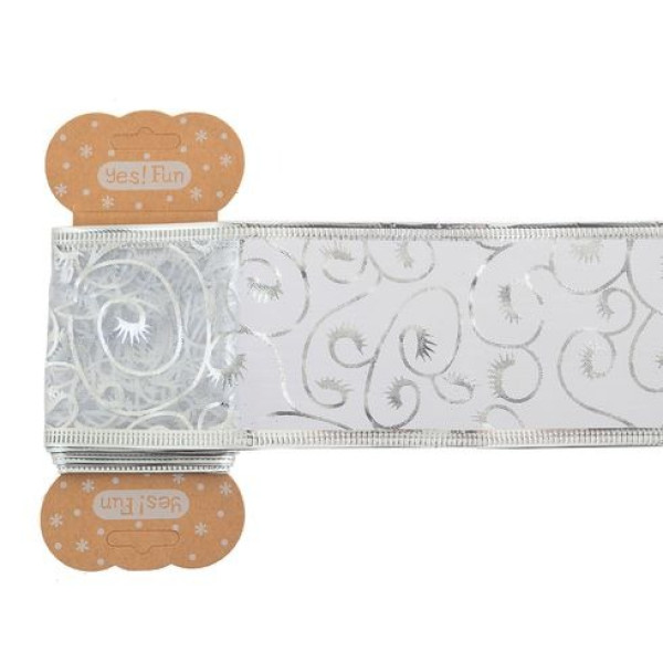 Gift wrapping tape "Yes! Fun" /750320/ 6 cm * 2 m, silver, with a fine pattern, translucent (1/20/200)