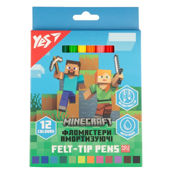 Felt-tip pens "YES" 12 pcs. /650582/ "Minecraft", shock absorbers (1/12/144)