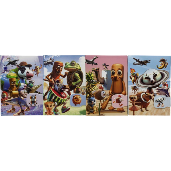 Notebook 13*18 cm/80 sheets. /25-312/ on the magnet "Memes Italian Brainrot" # == mix (1/16)