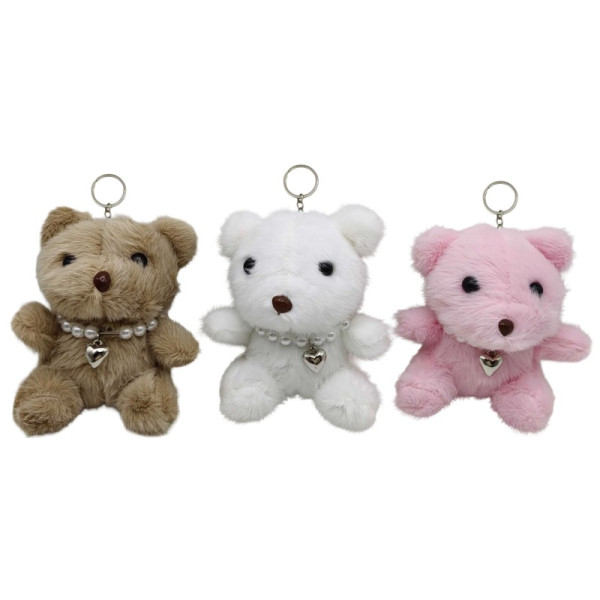 Soft key ring /8074/ Bear-pendant Heart 13.5 cm mix (12)