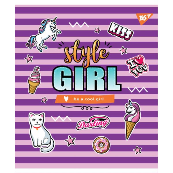 Student's notebook "YES" 24 sheets # /764304/ "STYLE GIRL" mat. VDL+soft-touch+glitter (10/160)