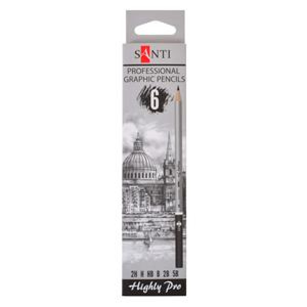 Set of graphite pencils "Santi Highly Pro" /742382/ 5B, 2B-2H, 6 pcs (1/24/240)