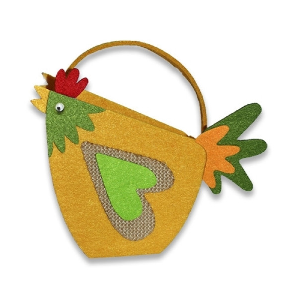 Felt basket "Diamond handles" /230094/ "Chicken", 12 cm