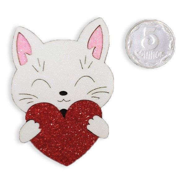 Blank "Diamond handles" /123079/ "Kitty with a heart", 8 cm, 10 pcs in a pack