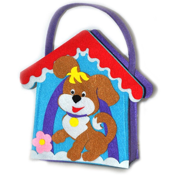Felt basket "Diamond handles" /230061/ "Dog" 20*16*5 cm
