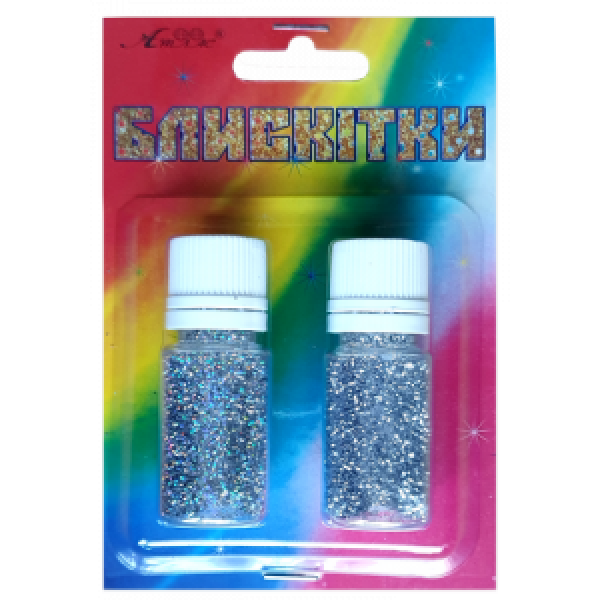 Glitter n-r-23 "Atlas" /AS-2223, A-993/ Holographic silver + silver, 7 g/2 pcs. (1/12)