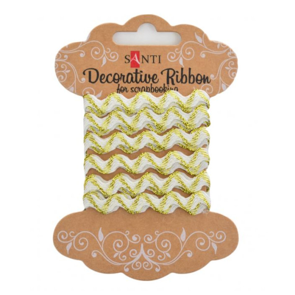 Gift wrapping tape "Santi" /741376/ "White wave with gold thread", 2m (1/20/200)