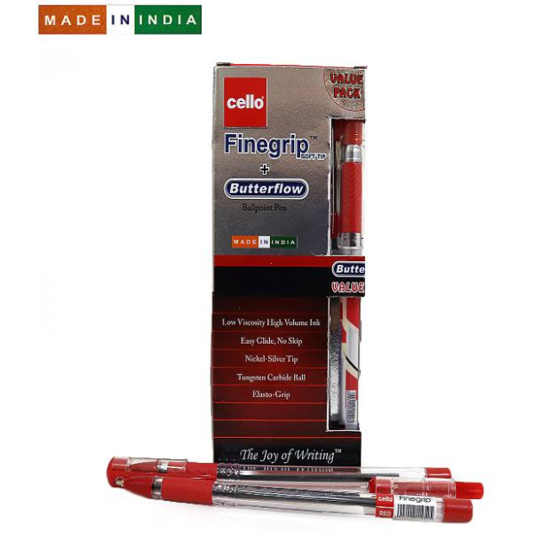 Ballpoint/oil pen CELLO "Finegrip" 0.7mm, RED, 12+1 (in Butterflow sub) (12/120/1200)