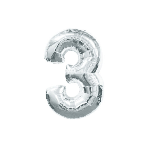 Number ball "WB" /8537s-3/ "3" silver, 75cm (1/10)
