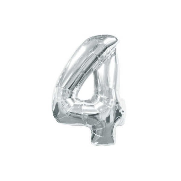 Number ball "WB" /8535s-4/ "4" silver, 45cm