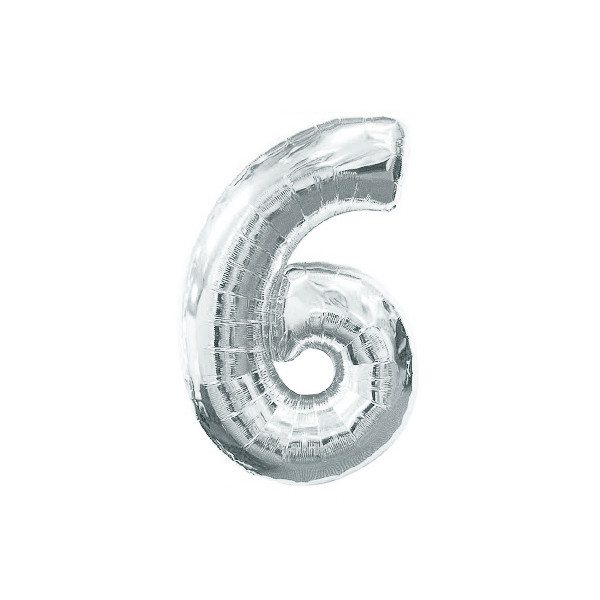Number ball "WB" /8535s-6/ "6" silver, 45cm
