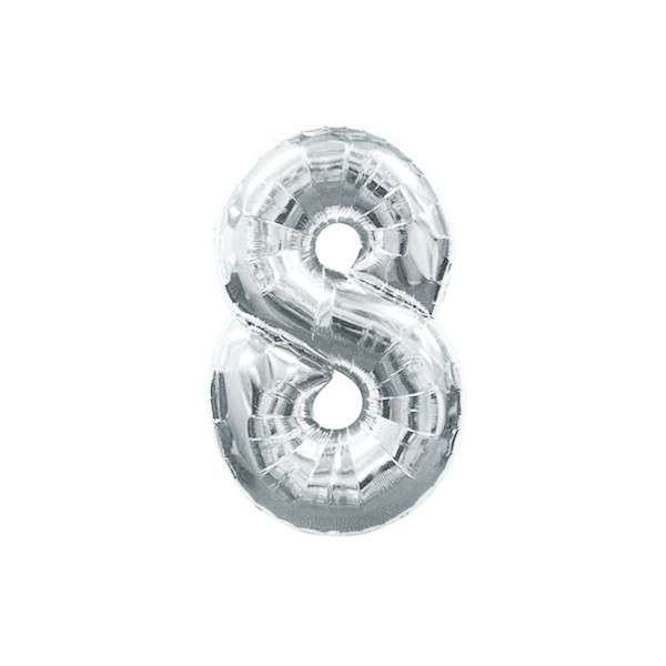Number ball "WB" /8537s-8/ "8", silver 75cm