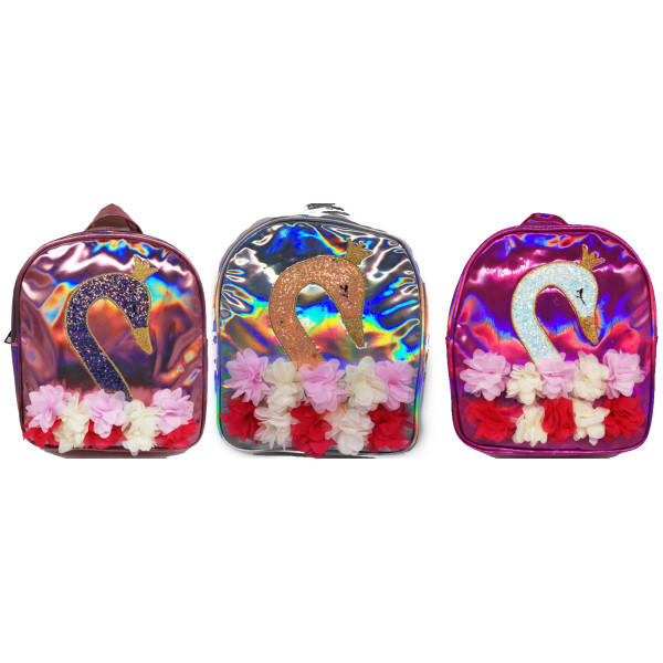Children's backpack /702/ "Swan and flowers" holographic, PVC 25*23*11cm 3 colors.  (1/6/60)