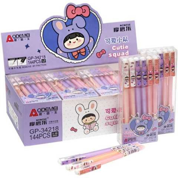AODEMEI "Write-erase" pen /34218/ "Cutie Squad" 0.38mm, blue (12/144/2304)