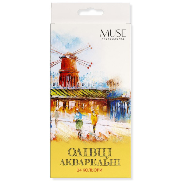 Colored pencils "MUSE" 24 pcs. /104M-24/ watercolor hexagons, with brush and chin (1/12)