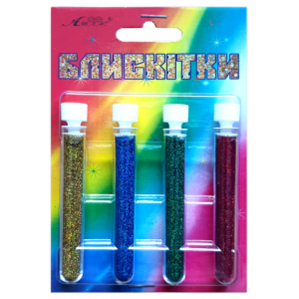 Glitter no. 5 "Atlas" /AS-2205, A-974/ Holographic gold + silver + green + red, 2 g/4 pcs. (1/12)