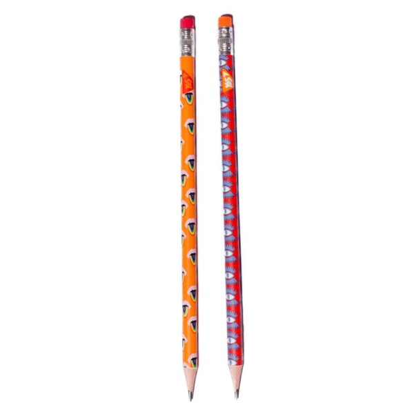 Pencil "Yes" /280556/ "Fancy" round with eraser, in PVC pack, 2 dis., 4 pcs/pack (1/180/360)