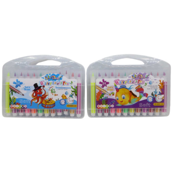 Felt-tip pens 24 pcs. /8801-24/ with soft brush "Sea World" 10.5 cm (1/18/72)