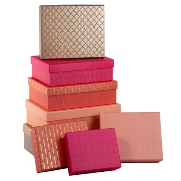 Gift box /271043/ rectangular "Bright" 10 pcs/pack, 37x27x11-14x10x5 cm