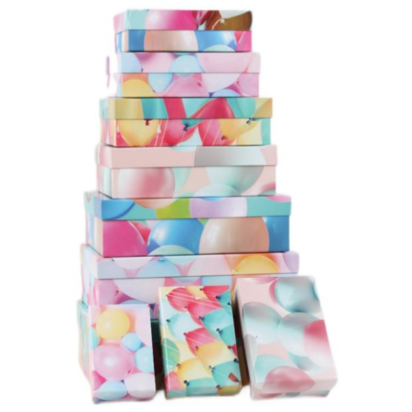 Gift box /271053/ rectangular "Colored balls" 10 pcs/pack, 37x27x11-14x10x5 cm