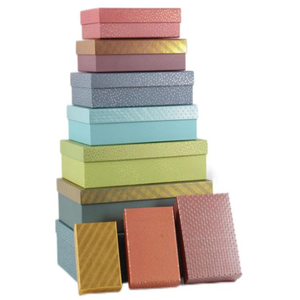 Gift box /271054/ rectangular "Ornament" 10 pcs/pack, 37x27x11-14x10x5 cm