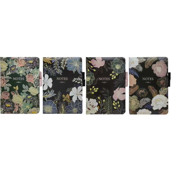 Notebook A6/80 sheets. /6500-32/ # handle holder leather/replacement, "Flowers-silver embossing" color edge 80g/m2 (1/24)
