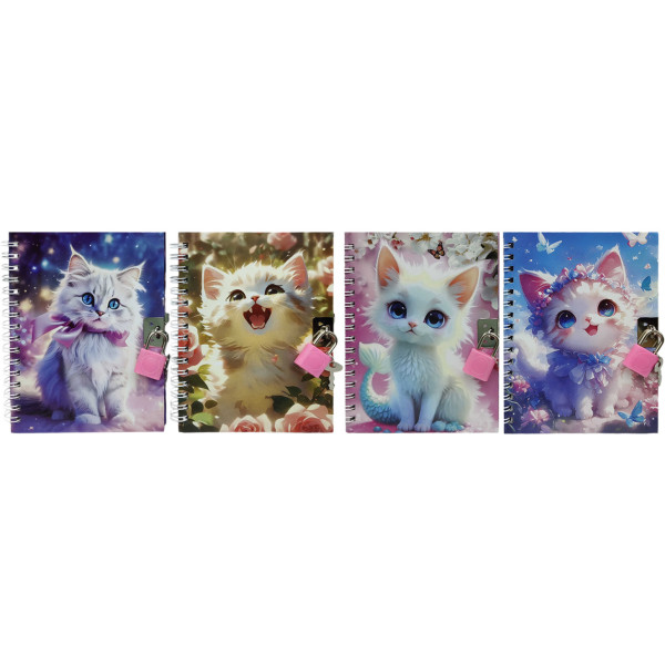 Блокнот 11*15см/48арк. /64620/ # на мет.замочку "Котик"  (1/120)