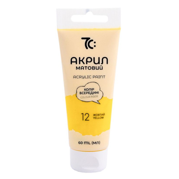 ACRYLIC for decoration "7C:" /7C50112/ Yellow, matte, 60 ml in a tube (1/4)
