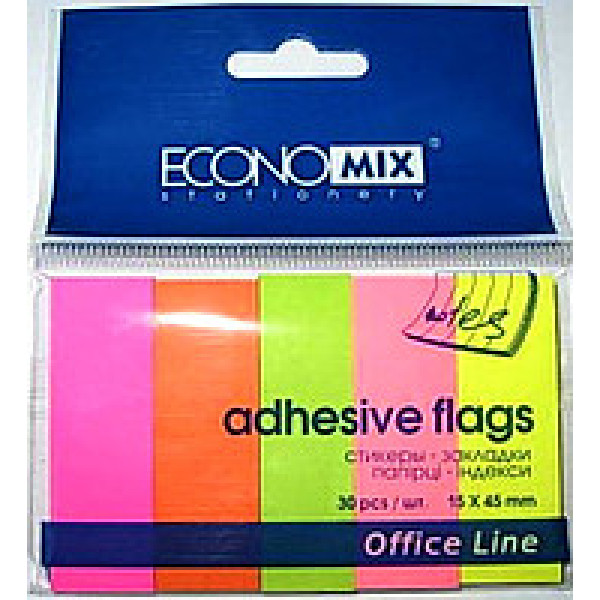 Index registers "ECONOMIX" /E20935/ PAPER. 45*15 mm, NEON, rectangular (5 colors*30 sheets) (1/20)
