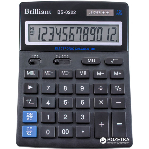 Калькулятор "Brilliant" /BS-0222/ настол. 12разр, 2 пам, 140*176