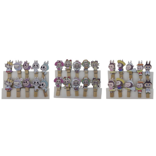 Clothespin /539-8/ colored "Labubu Labubu" 10 pcs., wooden (12/240)