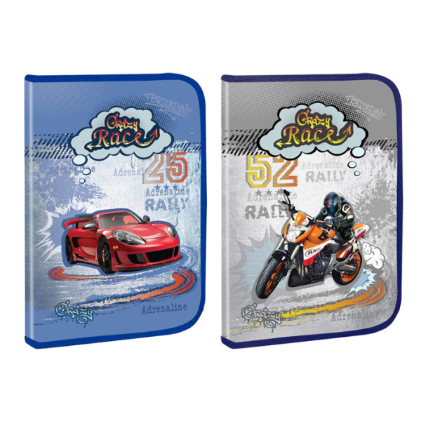 Папка на блискавці А4 "Kidis" /7160/ пласт. з гліт. "crazy race" (1/12)
