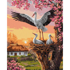 Картина за номерами "Ідейка" /KHO6964/ "Родина лелек" 40*50см