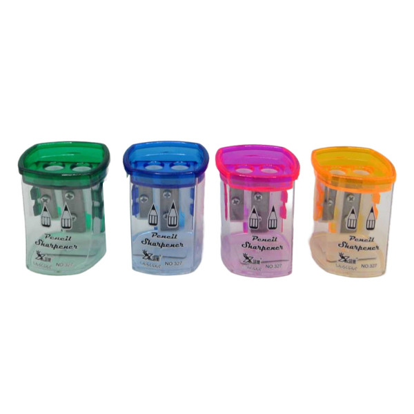 Pencil sharpener /327/ "Square" 2 holes with container (24)