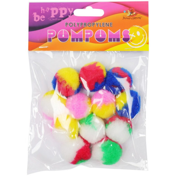 Pompoms "ASH" /MQ2028/ polypropylene 3 cm 4 colors 12 pcs. (1/96)
